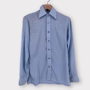 Vintage 70's Wayne Rogers Disco Polyester Shirt Size S/M